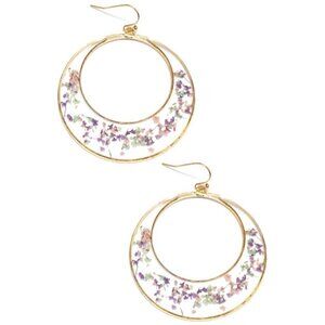 1 LEFT!! PERSEPHONE PURPLE PRESSED FLOWER DANGLE EARRINGS